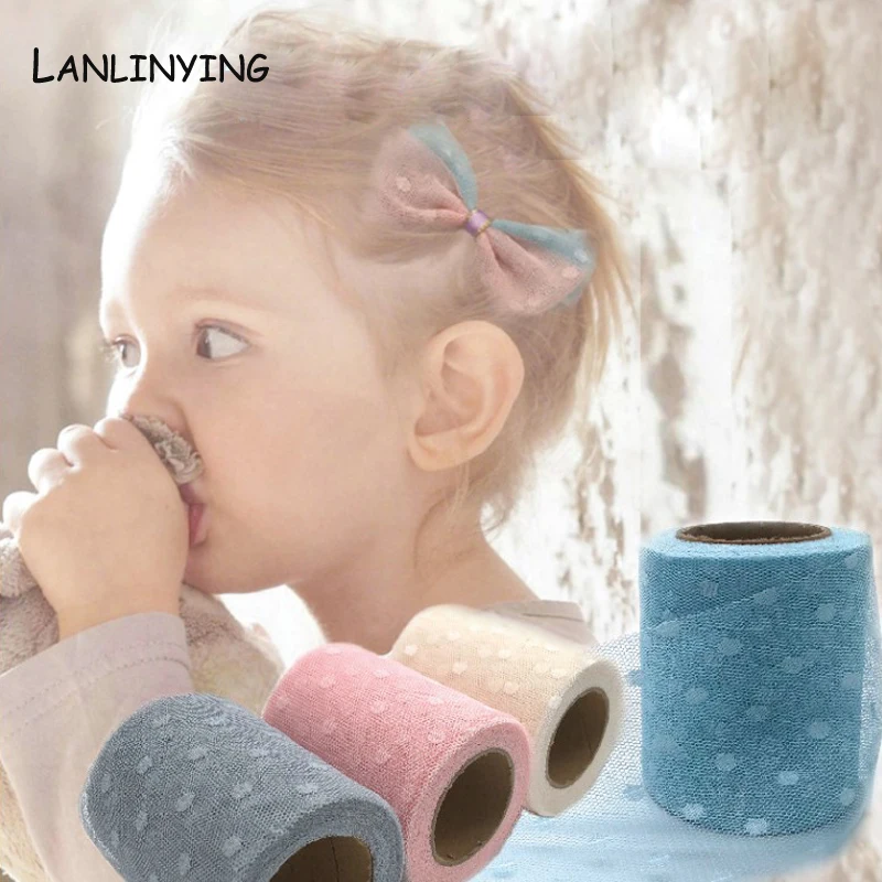 

7.5cm Wide Dot Mesh Roll DIY Tutu Skirt Gift Wrapping For Birthday Baby Bow Hair Accessories Wedding Party Supply P096