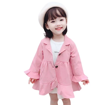 

Coat For Girl Belt Girl Coat Jacket Flare Sleeve Jacket For Girl Toddler Solid Color Kids Clothes Girl