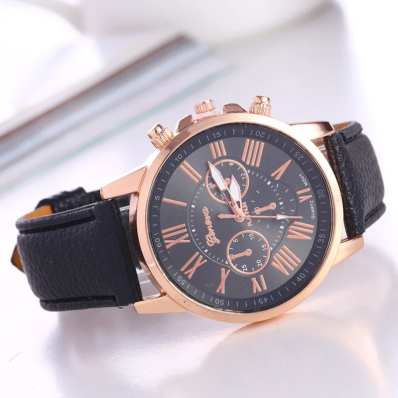 

Gift Watch Geneva Large Dial Students Watches Three Eye Leather Belt Ladies' Watch Quartz Watch Currently Available Wholesale WO