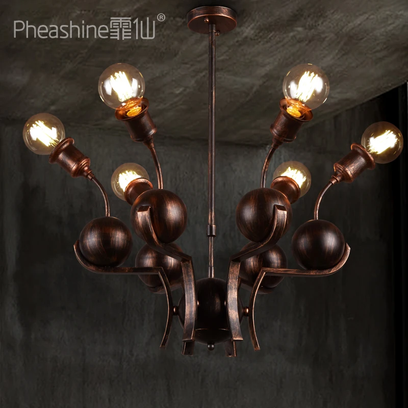 

Industrial wind chandelier iron art American living room dining room bar personality creative bar lamps