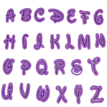 

26pcs Alphabet Cupcake Mold Fondant Cutter Cake Decorating Tools Plastic Upper Capital Letters Cut-Outs Cookie Cutter