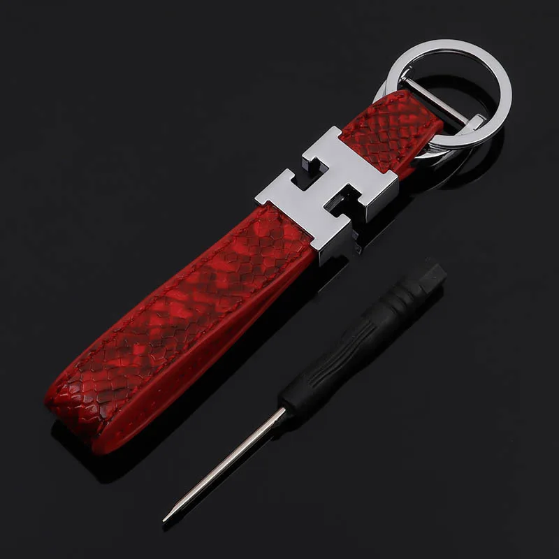 [Best] 2 шт. H letter крокодиловая кожа брелок для ключей для автомобиля металлическая Талия подвесной брелок Подвеска для ключей аксессуары - Название цвета: Red