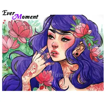 

Ever Moment Diamond Mural Painting Cool Girl With Tattoo DIY Mosaic Diamond Embroidery 5D New Arrivals Modern Style 5L468