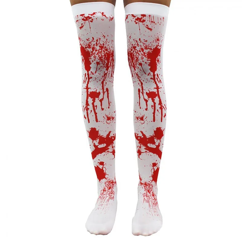 

Women Halloween Long Socks Female Stockings Horror Party Bloody Nurse Fancy Long Socks