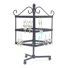 

50% Hot Sales 72 Holes Metal Jewelry Rack Necklace Holder Organizer Rotary Display Stand Decor 2021 New