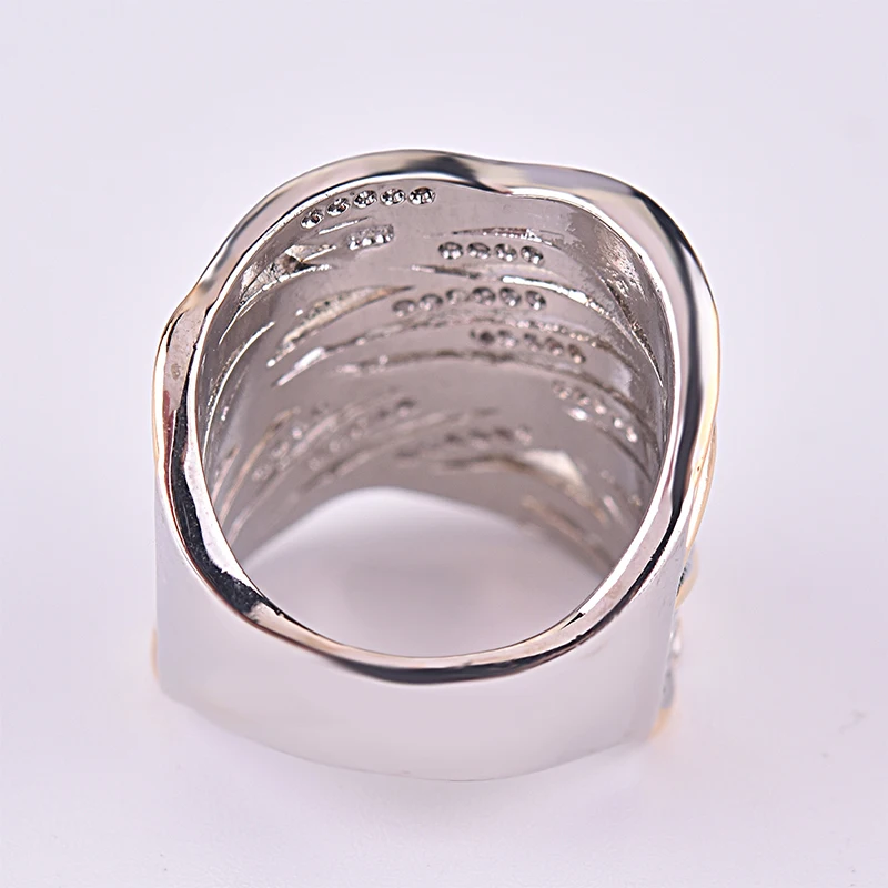 Крупное массивное кольцо для женщин, винтажные трендовые двухцветные кольца, женские широкие обручальные кольца, Bague Femme