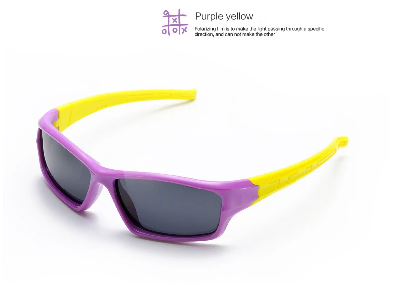 Крутые Детские поляризованные солнцезащитные очки для детей, для девочек и мальчиков, брендовые дизайнерские спортивные очки, TR90, поляризованные солнцезащитные очки, оттенки для младенцев - Цвет линз: Purple Yellow