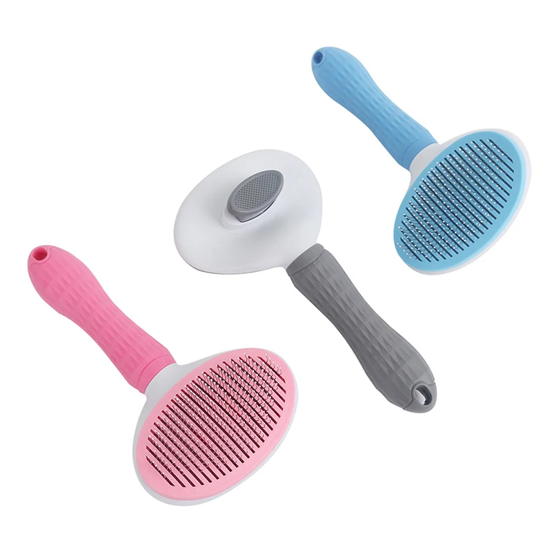 Cepillo para mascotas para el cuidado del cabello, peine para pulgas de autolimpieza para perros, recortador automático de cepillo de pelo