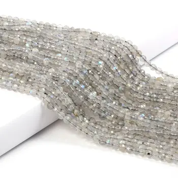 

Natural Labradorite Beads Faceted Round Loose Beads For DIY Jewelry Making Bracelet Necklace Accessories 2 3mm Strand 15''