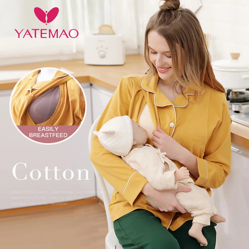 Новая модная Пижама YATEMAO для беременных Одежда кормящих матерей мягкая хлопковая