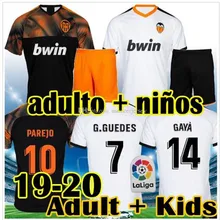 Детский комплект, 19, 20, футбольные майки Valencia ZAZA, темно-синие футболки для взрослых G. GUEDES 7 KONDOGBIA PAREJO,, футболки для взрослых и детей