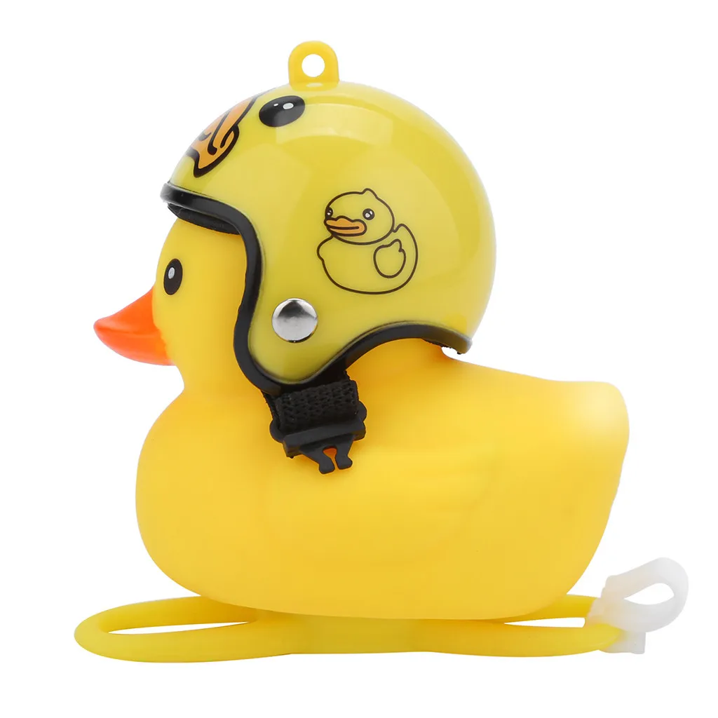 Top 1pc Cartoon Yellow Silica Little Duck Helmet Head Bicycle Light Shining Mountain Bike Handlebar Duck Head Light Bell Accesso#PY6 26