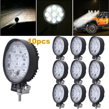 

10pcs 27W 4.3 inch LED Work Light Flood Spot Led Beams Driving Lamp for Truck Boat Offroad Lada ATV 4WD 12V 24V Fog Light