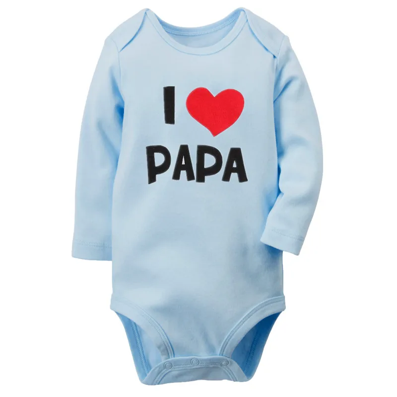 2PCSLOT bodysuit for newborns rompers long sleeve solid cotton letter I Love Papa Mama baby boy girl clothes body ropa bebe infant outfit