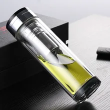 1000 мл бизнес-тип бутылка для воды высокая бутылка из боросиликатного стекла с Тритан Чай Infuser Фильтр двойное стекло спортивный стакан для воды