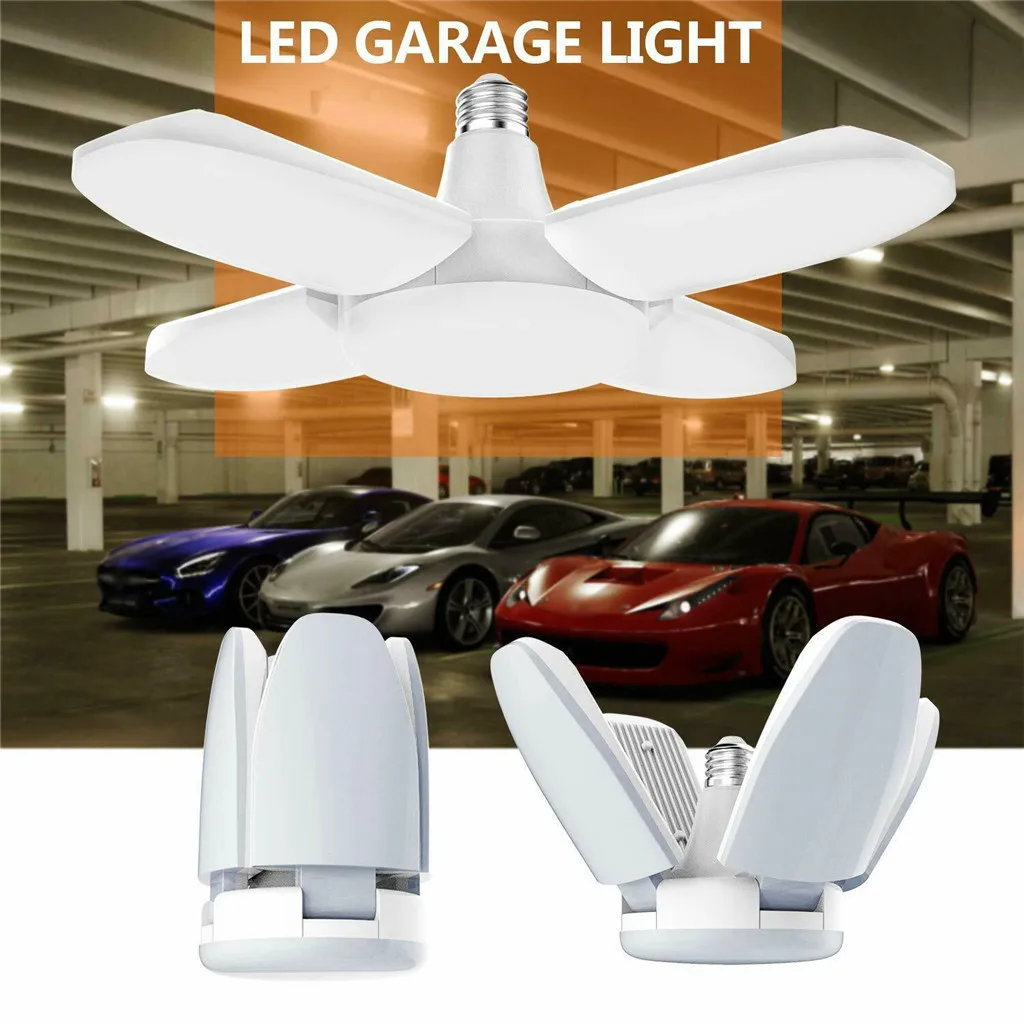 60W 6500K 4 лезвия светодиодный деформируемый гаражный свет магазин рабочий потолочный свет для гаража чердак подвал домашняя Светодиодная лампа