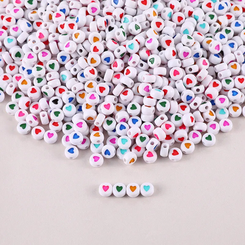 100/200/500pcs Heart Beads For Jewelry Making Acrylic Mixed Beads With Letters For Bracelet Handmade Diy Bracelet Necklace 2021