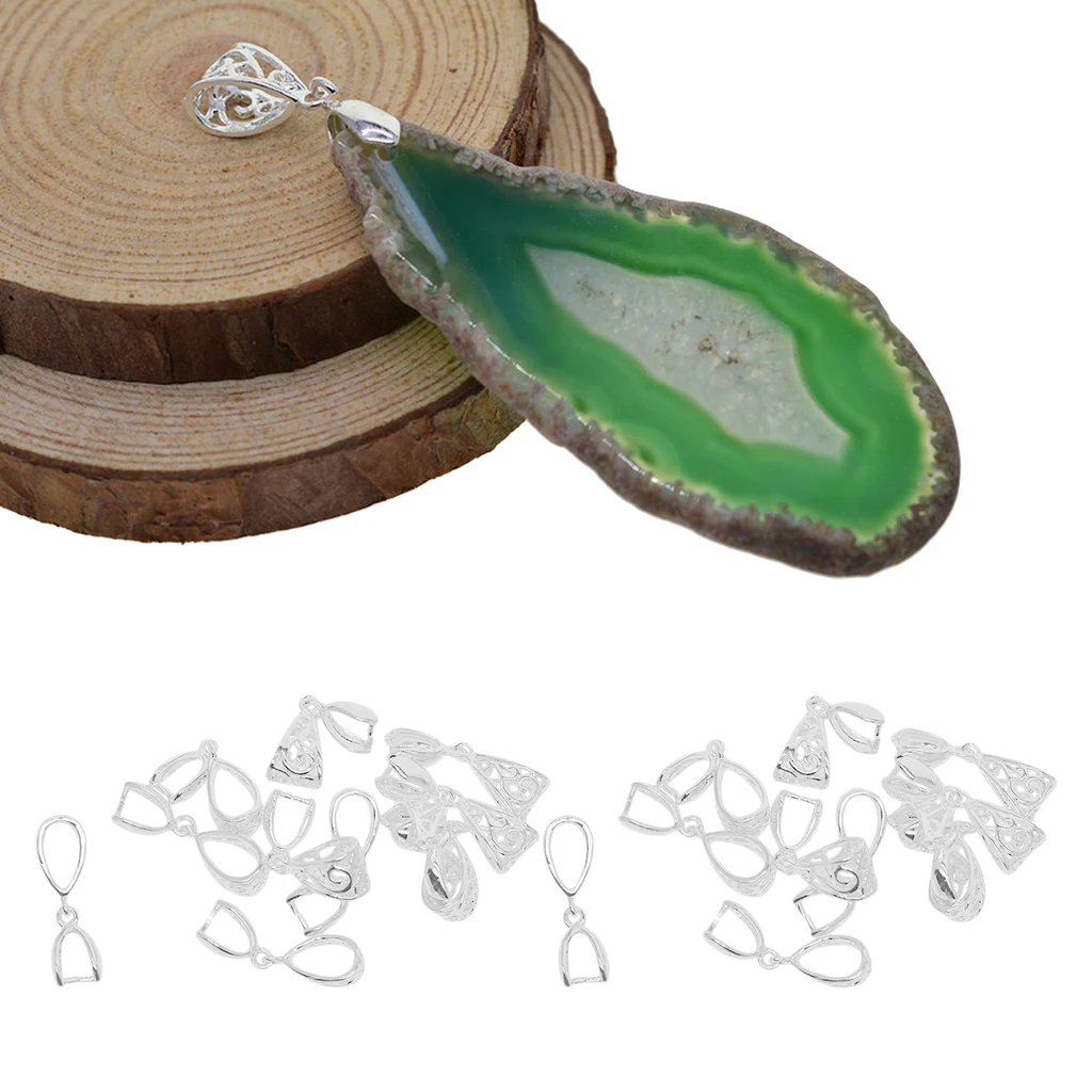 20Pack Hollow Necklace Bead Pendant Bails Pinch Clip Clasp for Jewelry Making