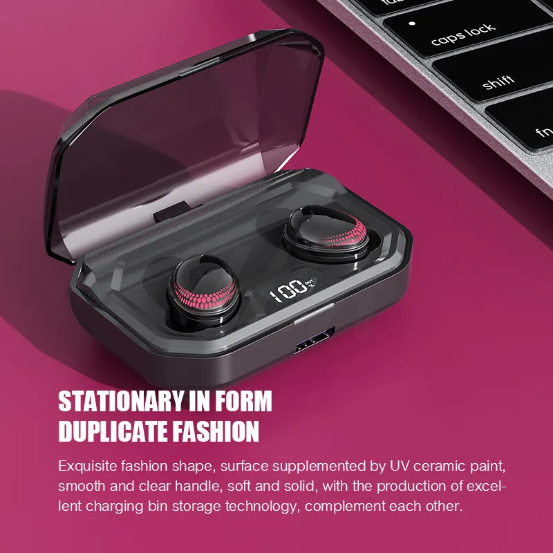 Tanie H   A TWS Bluetooth V5.0 HIFI bezprzewodowe słuchawki 8D Stereo Sport zestaw słuchawkowy z pudełkiem ładowania Mic dla iPhone xiaomi