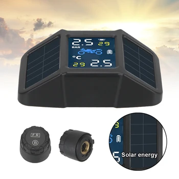 

LEEPEE With 2 External Sensors Temperature Monitoring Alarm System USB Solar Charging Motor Tire Pressure Tyre Motorcycle TPMS