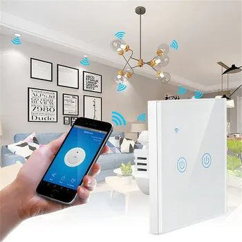 

Zigbee EU Standard Home Wall Touch smart switche Support Alexa,Google Assistant, 2Gang2Way Smart Switch, Needs Neutral Wire