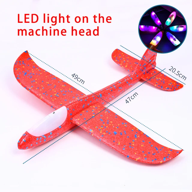 36-48cm LED DIY Hand Throw Flying Glider Plane Foam Aeroplane Kids Toys Model Party Bag Fillers Flying Glider Plane Outdoor Game 3