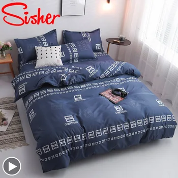 

Sisher Bedding Set Single Queen Simple Duvet Cover Sets Pillowcase Bed Sheet Boy Girls Bedding Sets 3/4Pcs King Double Bed Linen