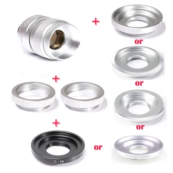 

Silver Fujian 25mm f/1.4 APS-C CCTV Lens+adapter ring+2 Macro Ring for NEX FX M4/3 NIKON1 EOSM Mirroless Camera