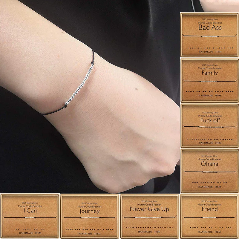 1 шт. DoreenBeads Morse Code Очаровательные бусы браслеты Valentines дружба Черная веревка Регулируемый подарок для женщин и мужчин ювелирные изделия|Браслеты с шармами|   | АлиЭкспресс