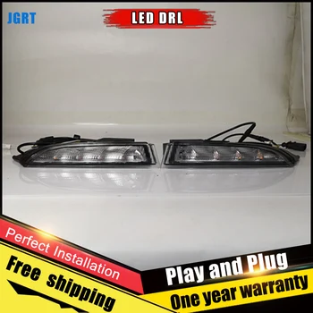 

2PCS White LED Daytime Running Light For VW Scirocco 2010-2014 With Yellow Turn Signal Lamp Function Car DRL Fog Lamp