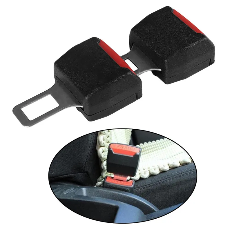 Car Seat Belt Extender 2 Pack Black Universal Auto Seat Belt Buckle Car Extender Clip Metal Seat Belt Tongue Buckles Clip Extension Accessories