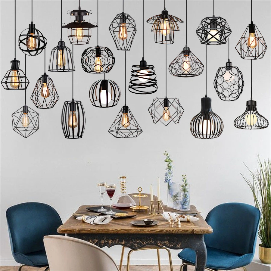 SINGES Industrial Pendant Light Farmhouse Pendant Lights Black Metal