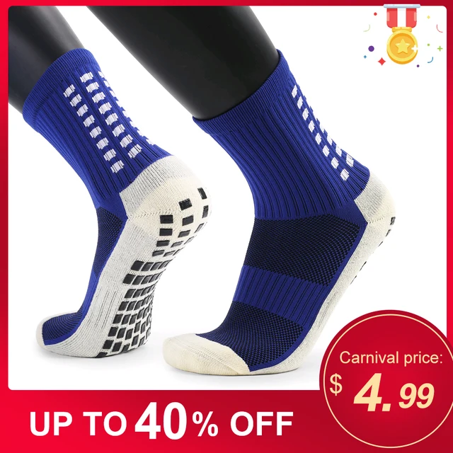 US $5.16 3pairs Men's Anti Slip Football Socks Athletic Long Socks Absorbent Sports Grip Socks for Basketbal