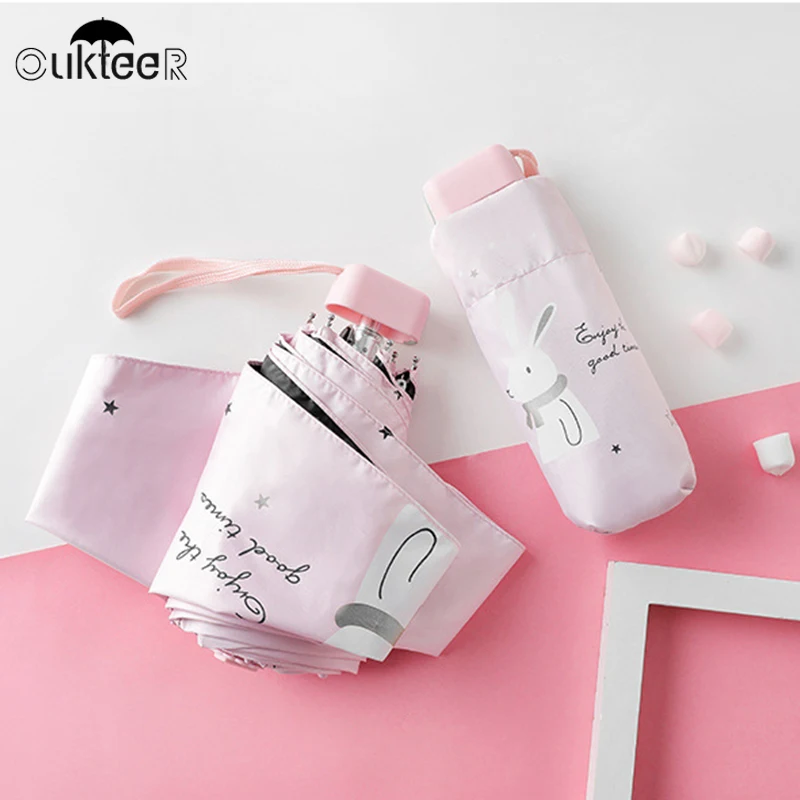 Cartoon Mini Pocket Umbrellas Small Kids Child 5 Folding Umbrella Rain Windproof Anti-UV Umbrella for Women Kid Children Parasol