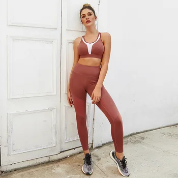 

Summer Women Sports Suit Elastic Fitness 2 Piece Set Stitching Cross Adjustable Strap High Waist Pants Slim Casual Women's Suit