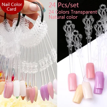 

24Pcs/set False Nail Tips Fan Shaped Color Palette Card Display Practice Sticks Nail Style Swatches Nail Art Display Shelf