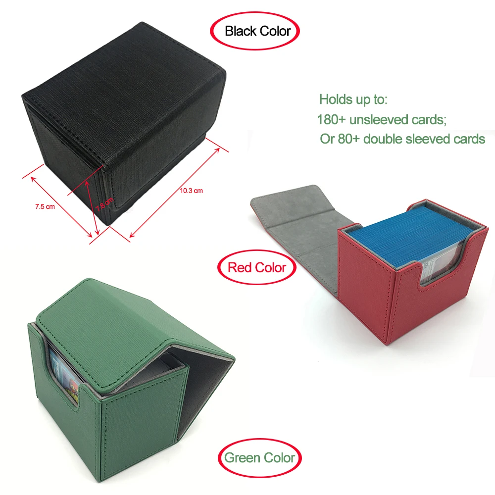 Маленький размер Чехол для карт с боковой загрузкой Deck чехол Mtg Pokemon yugioh Deck box: зеленый, красный, черный цвет