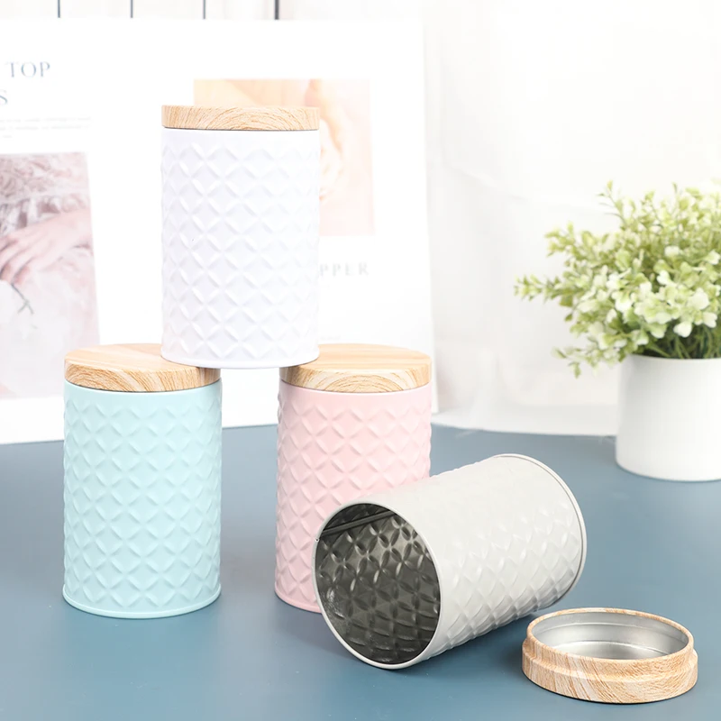 High-End Wood Grain Tin Boxes Solid Metal Storage Box Coffee Tea Cans Candy Container Large Capacity Home Organizer 3