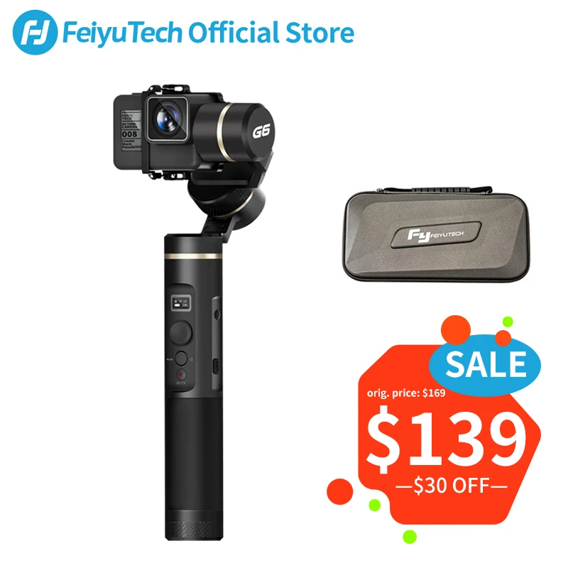 

FeiyuTech G6 Splash Proof 3-Axis Gimbal Action Camera Handheld Stabilizer Wifi + Bluetooth for Gopro Hero 7 6 5 Sony RX0