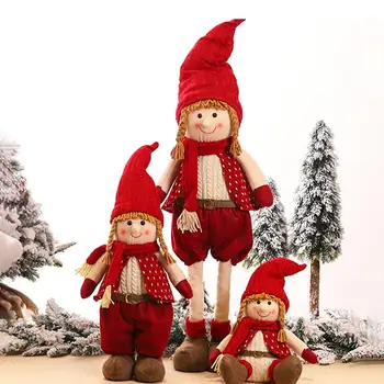 

Christmas Doll Decoration Cloth Retractable Sitting Standing Red Cap Doll Window Christmas Doll Ornament adornos de navidad
