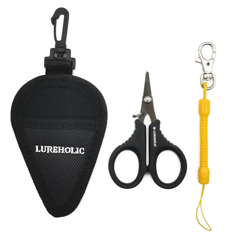 Fishing Scissors Stainless Steel Serrated Portable Cut For Fishing PE Braid Line With Lanyard and Bag