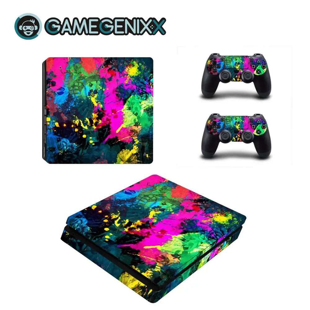 

GAMEGENIXX Skin Sticker Vinyl Decal for PS4 Slim Console and 2 Controllers - Art Graffiti