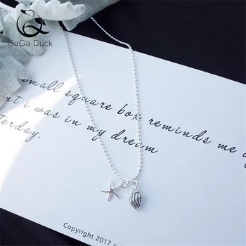 

New Creative Fresh Design Cute Starfish Retro Jewelry 925 Sterling Silver Personality Conch Popular Women Pendant Necklaces N506
