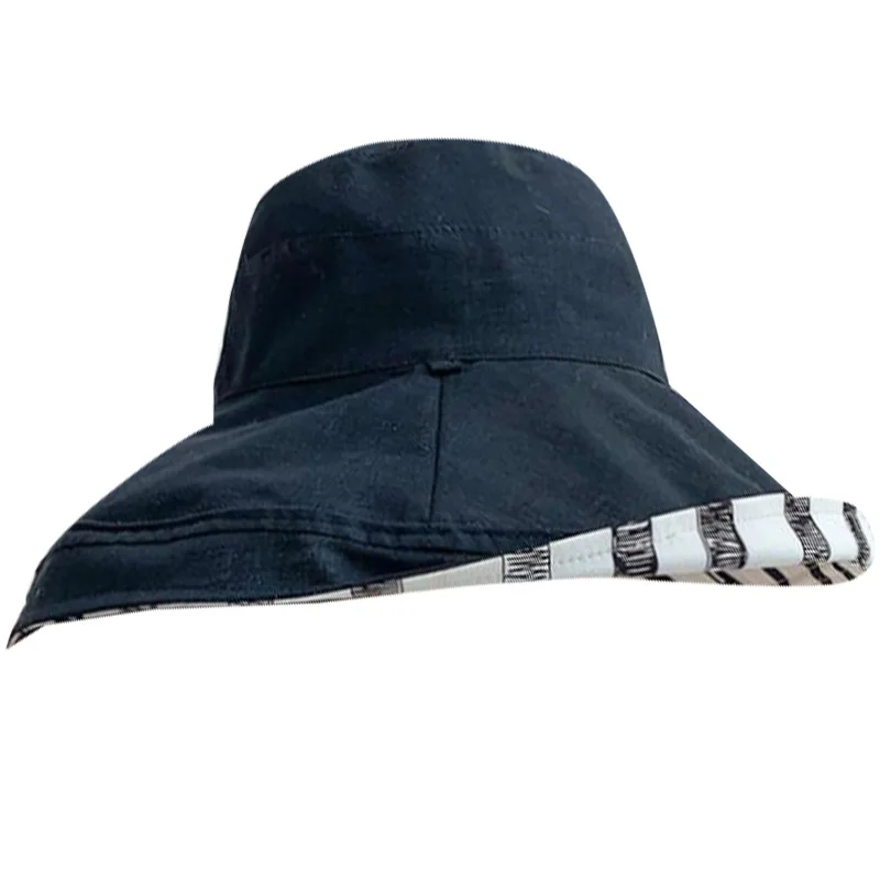 

Double-Sided Striped Fisherman Hat Female Korean Version Of UV Protection Sun Hat Cover Face Sun Hat