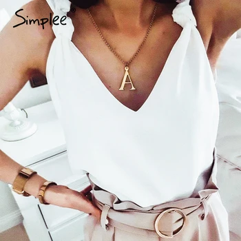 

Simplee Causal white autumn winter women vest Basic v-neck bow short female vest Elegant office lady sleeveless new fashion vest