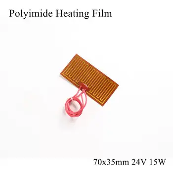 

70x35mm 24V 15W PI Heating Film Plate Polyimide Electric Heated Panel Pad Mat Electrotherma Flexible Adhesive Foil Oil Heater