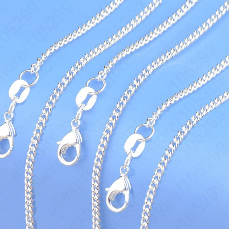 High Quality 10 PCS Pure 925 Silver Needle Charm Link Necklace Chains For Pendant Jewelry With Lobster Clasps Set 18 Inches