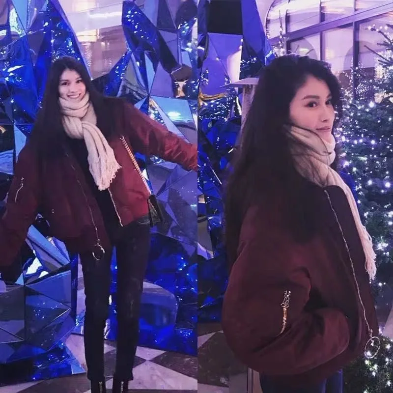 

Autumn & Winter Thick Short Loose-Fit Cotton-padded Clothes Women's What Spike Star Celebrity Style Coat Pilots Baseball Uniform