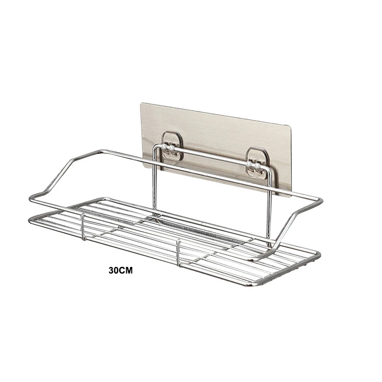Bathroom Shelf Stainless Steel Shower Organizer Basket Kitchen Storage Shelf Wall Mounted Storage Rack with Adhesive Sticker storage rack,bathroom shelf,bathroom shelf rack,bathroom storage rack,wall shelf organizer