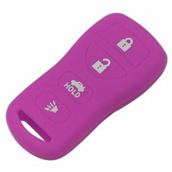 jingyuqin 10pcs Silicone Car Key Skin Jacket Cover Holder fit for Nissan Remote Key Case Shell 4 Button - Color Name: purple